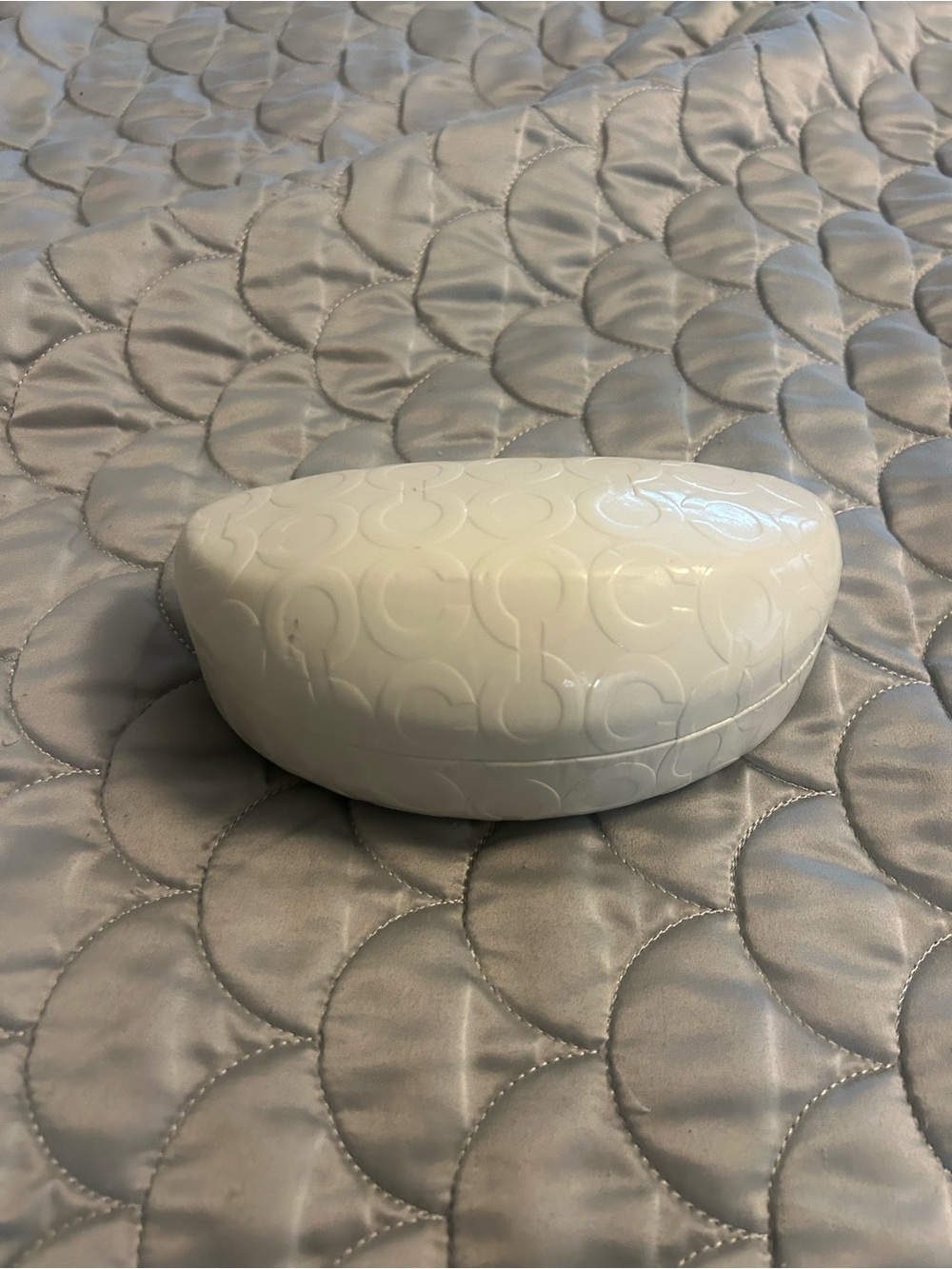Coach White Embossed Sunglass Case